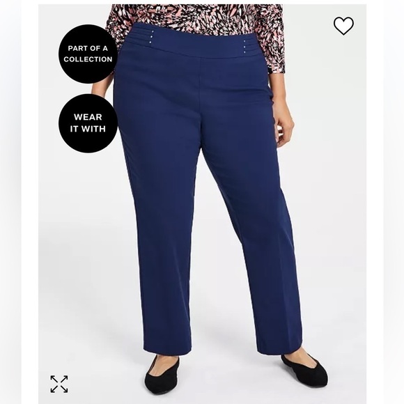 PLUS Size Tummy Control Pull-On Slim-Leg Pants - Picture 1 of 3